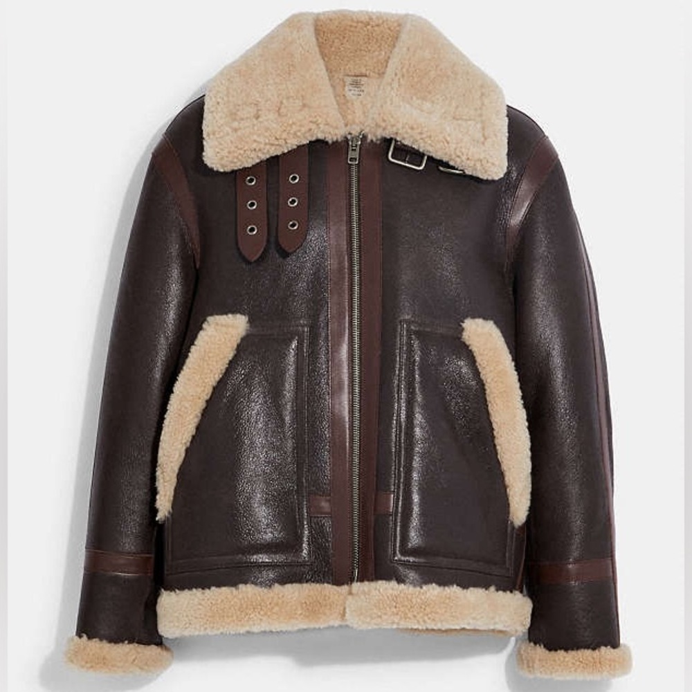 Coach Shearling Aviator Bomber Jacket Medium New